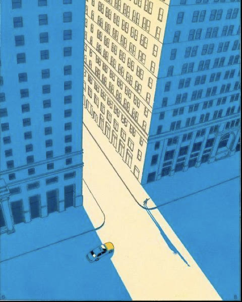 Reference: blue and cream skyscrapers seen from above
