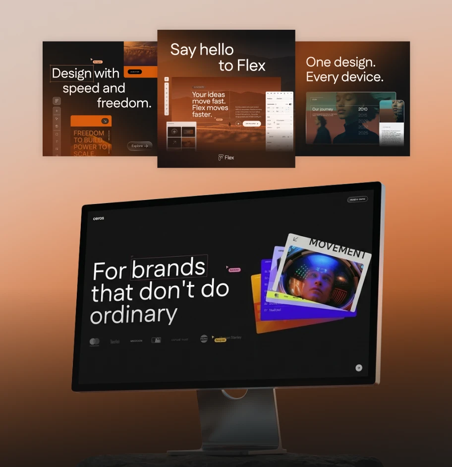 Launch social posts and the Ceros homepage on a monitor: For brands that don't do ordinary