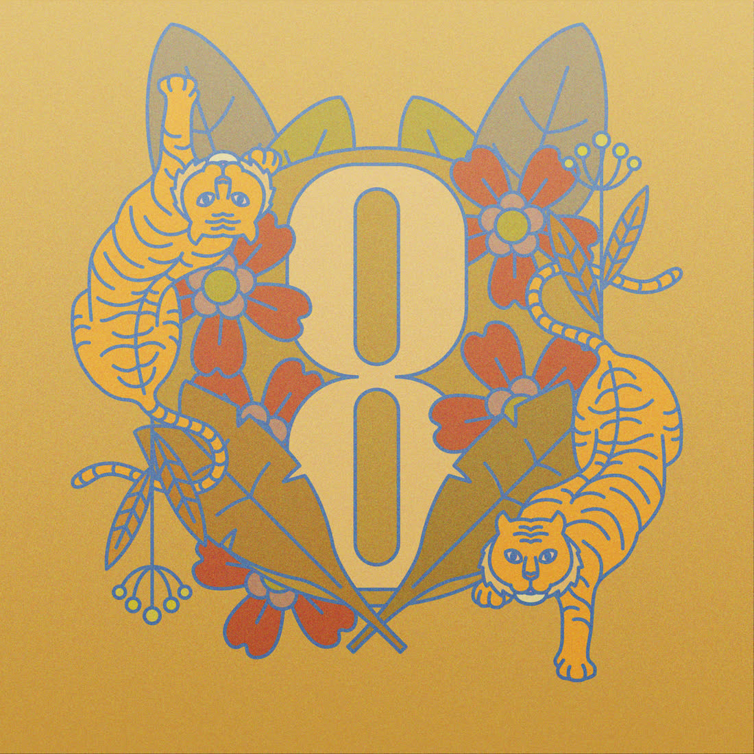 Number 8 with tigers and flowers, 36 Days of Type