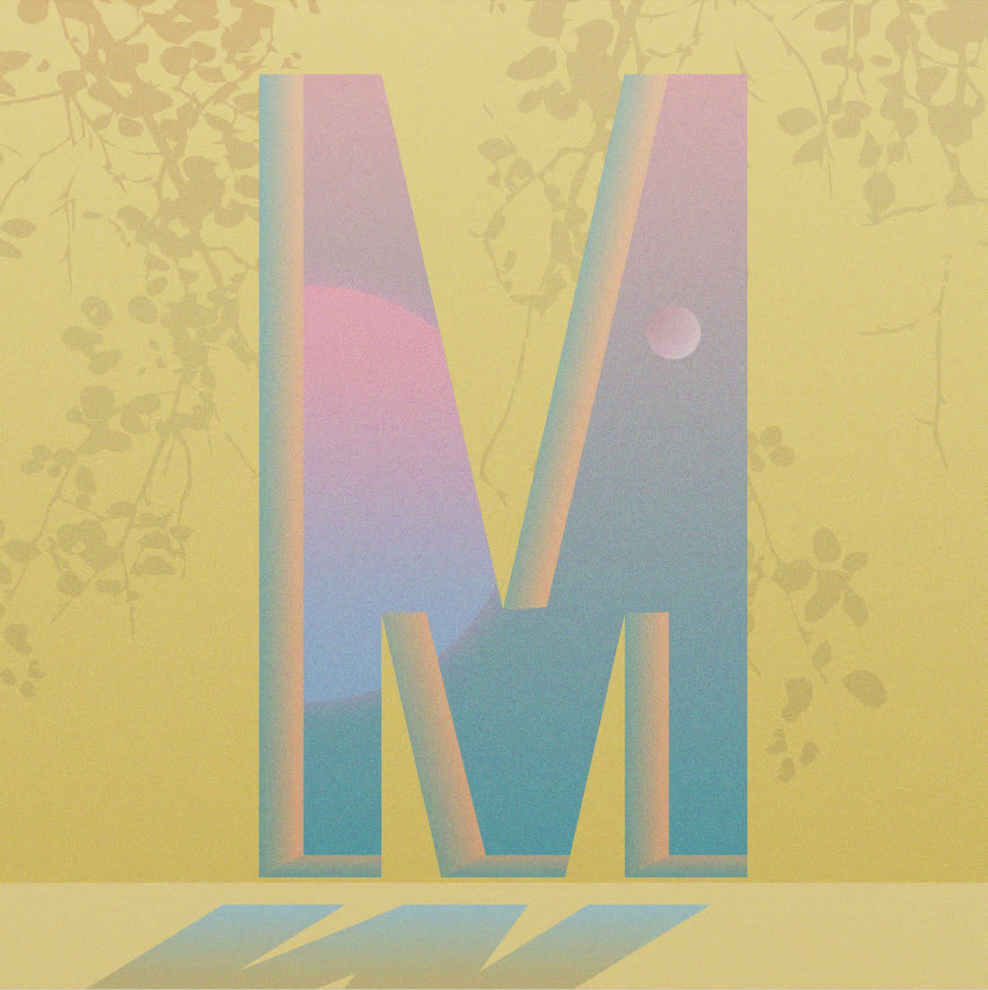 Letter M in a sunset gradient, 36 Days of Type