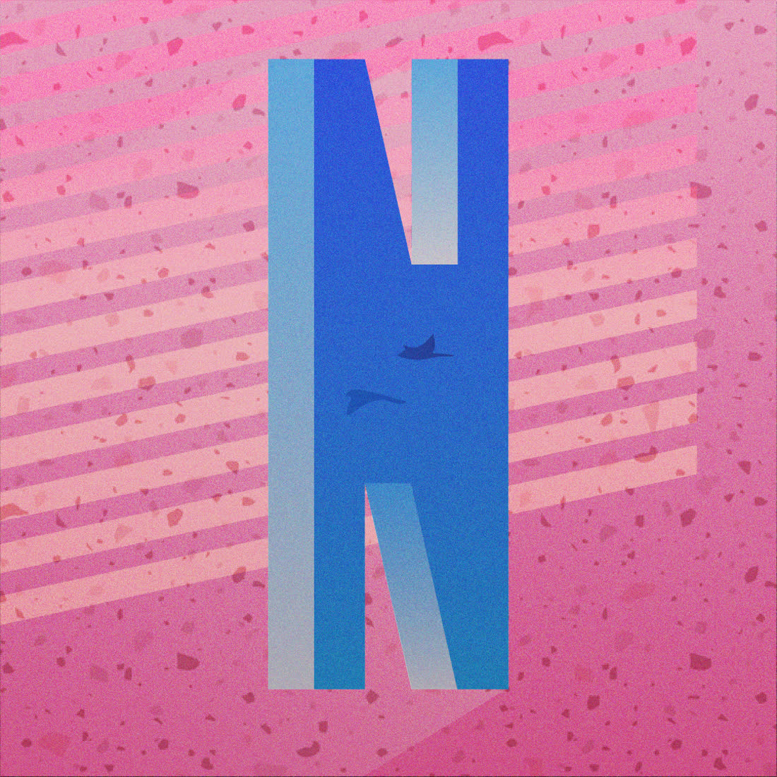 Letter N with a diving swimmer on pink, 36 Days of Type
