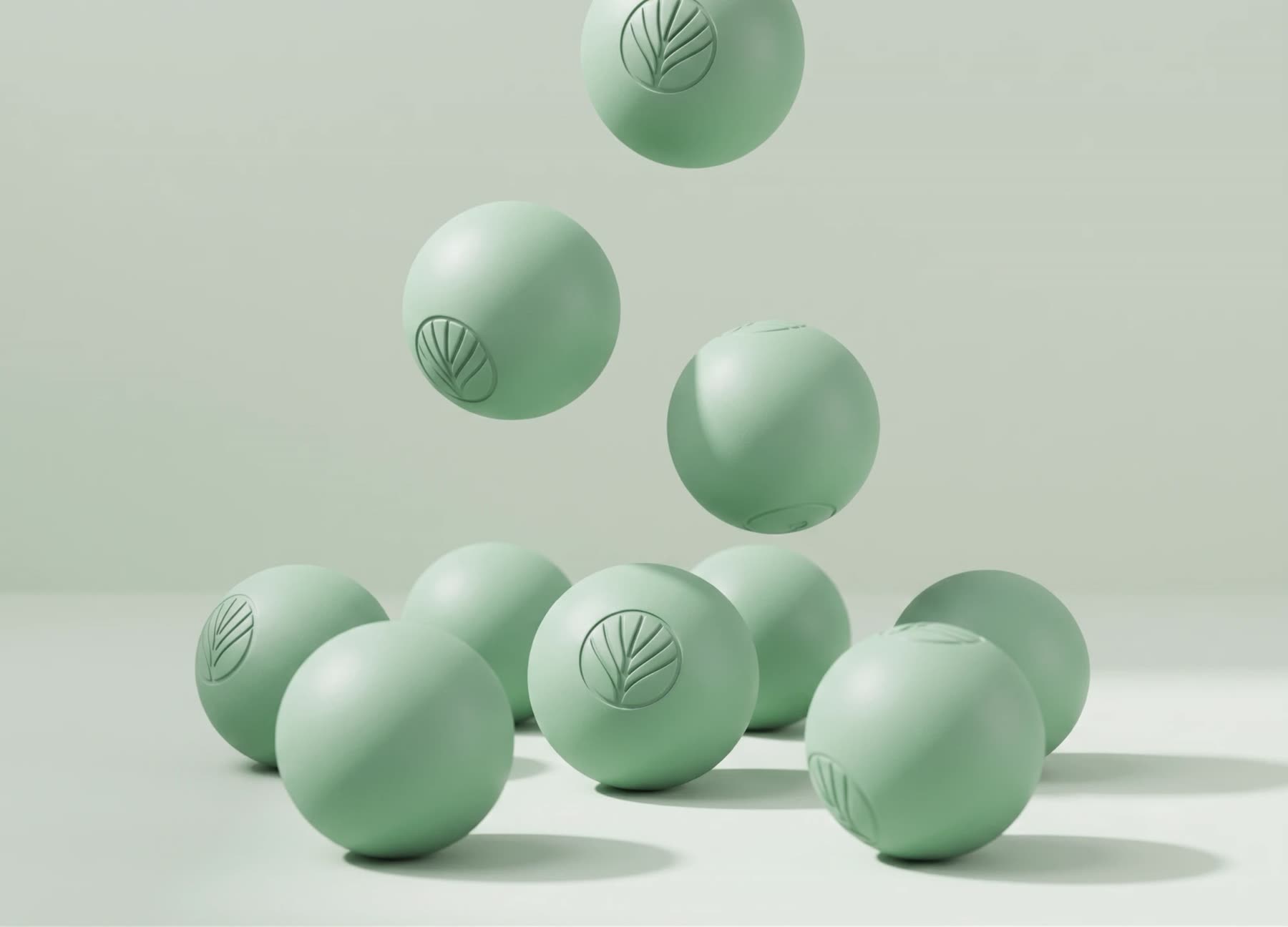 Sage massage balls embossed with the leaf mark