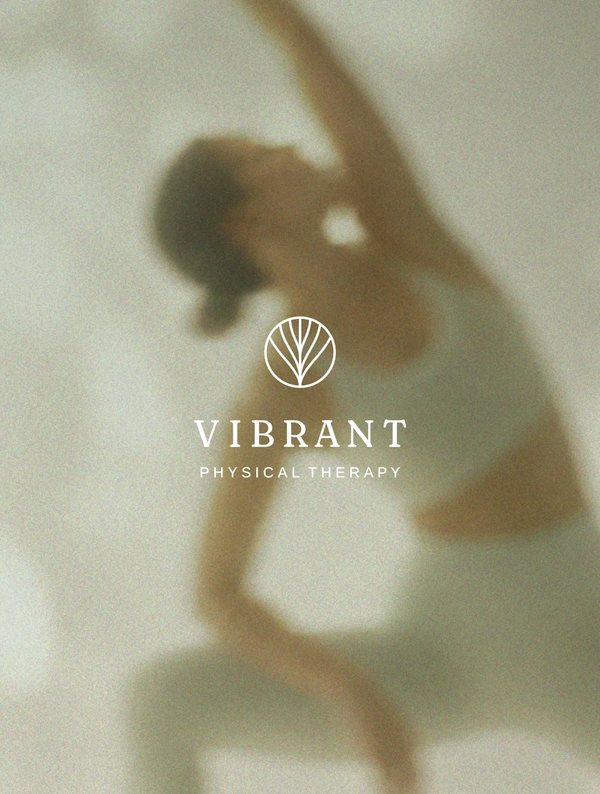 Vibrant Physical Therapy logo over a blurred stretching figure
